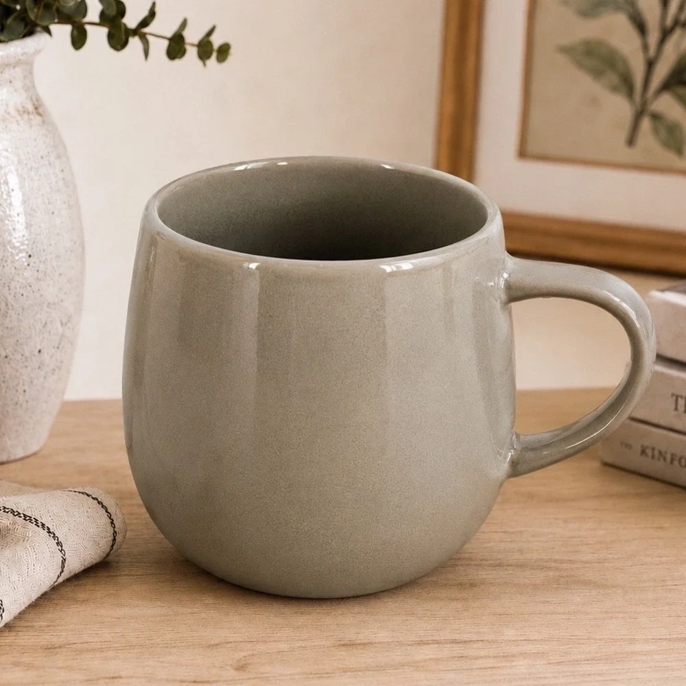 Crate & Barrel Camden Gray Stoneware Coffee Mug Cup‎ Retired Thailand 3.5
